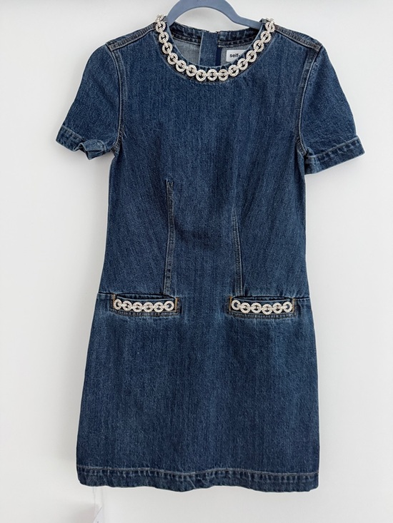 Self-Portrait Indigo Crystal Trim Mini Dress NWT Size 2 - Picture 7 of 10